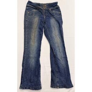 DEGE Bootcut Jeans Womens 27 Blue Med Wash Low Rise Distressed 27x31 Denim